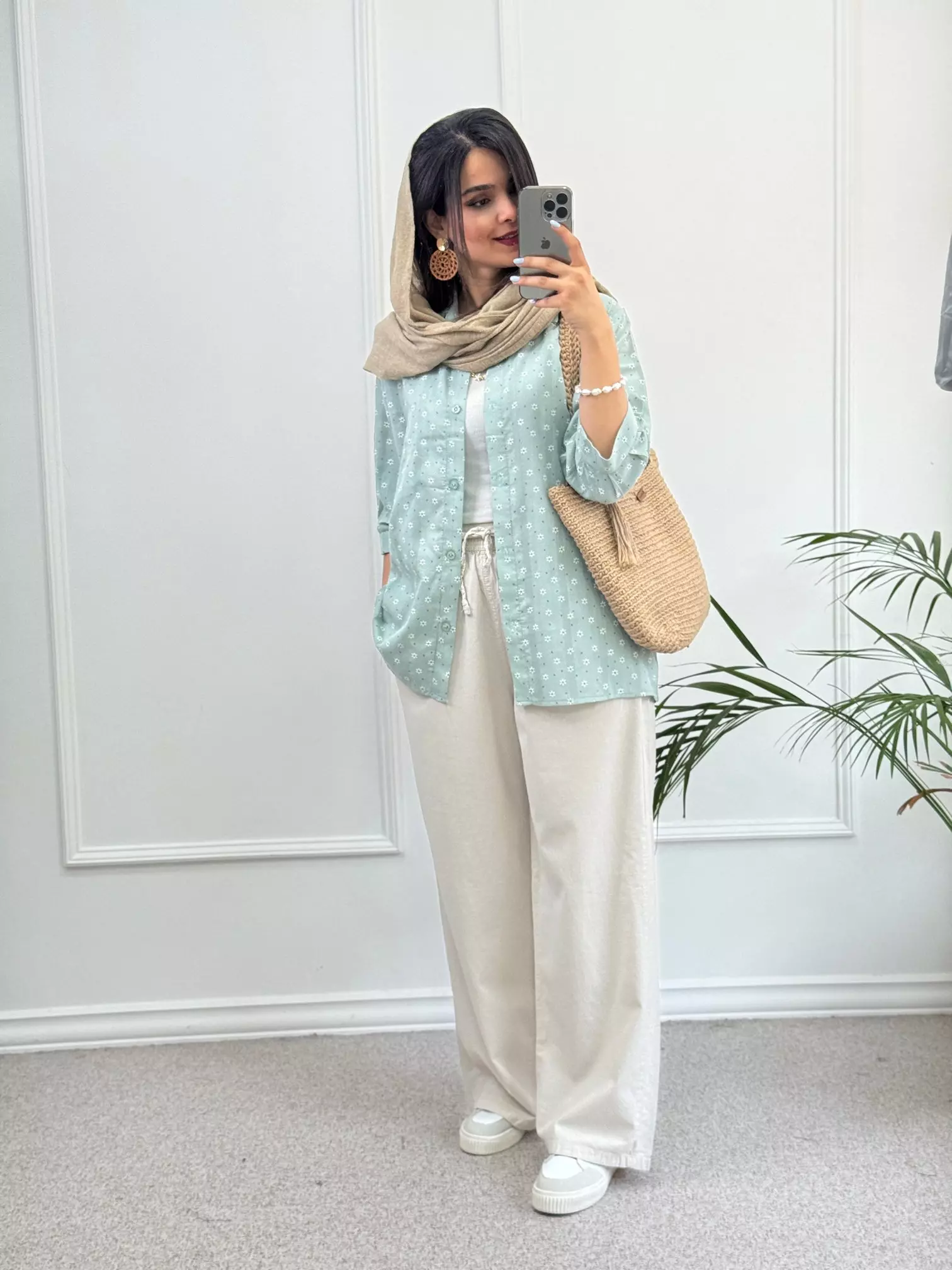 شلوار لینن نیم بگ